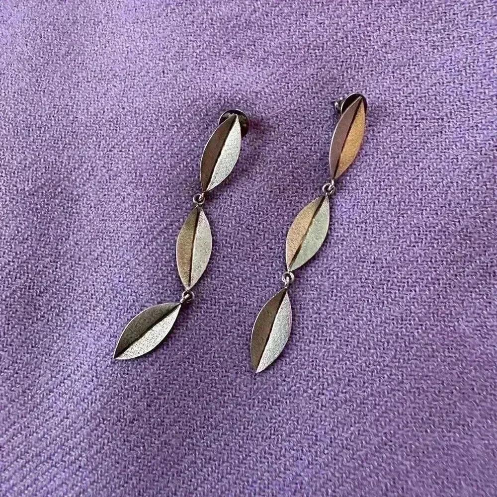 Artful Home Sterling Silver 3-Leaf Drop Earrings